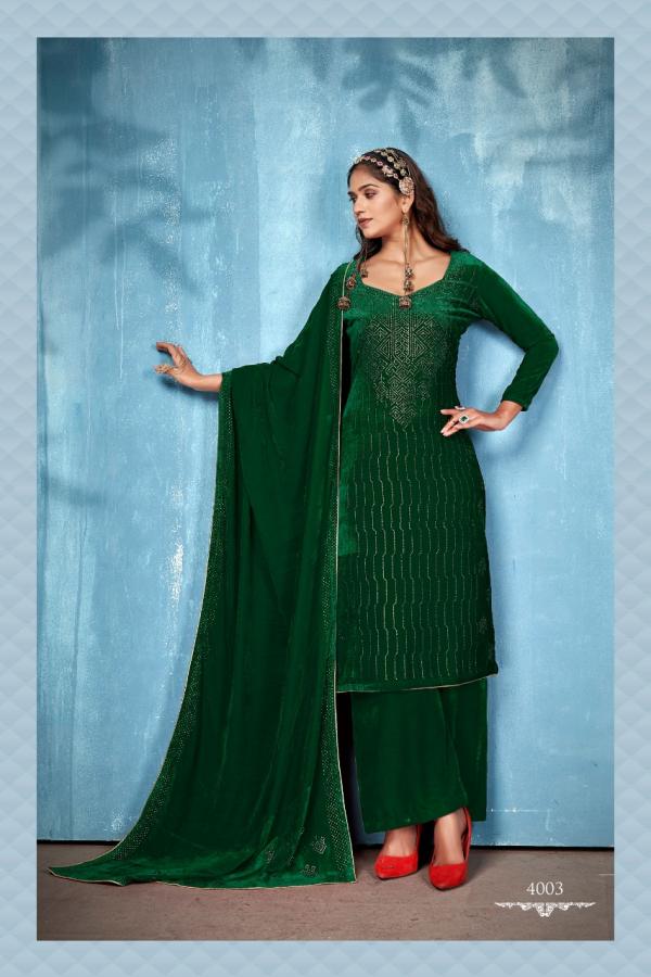 Bipson Zhalak 4001 To 4004 Velvet Wear Dress Material Collection
